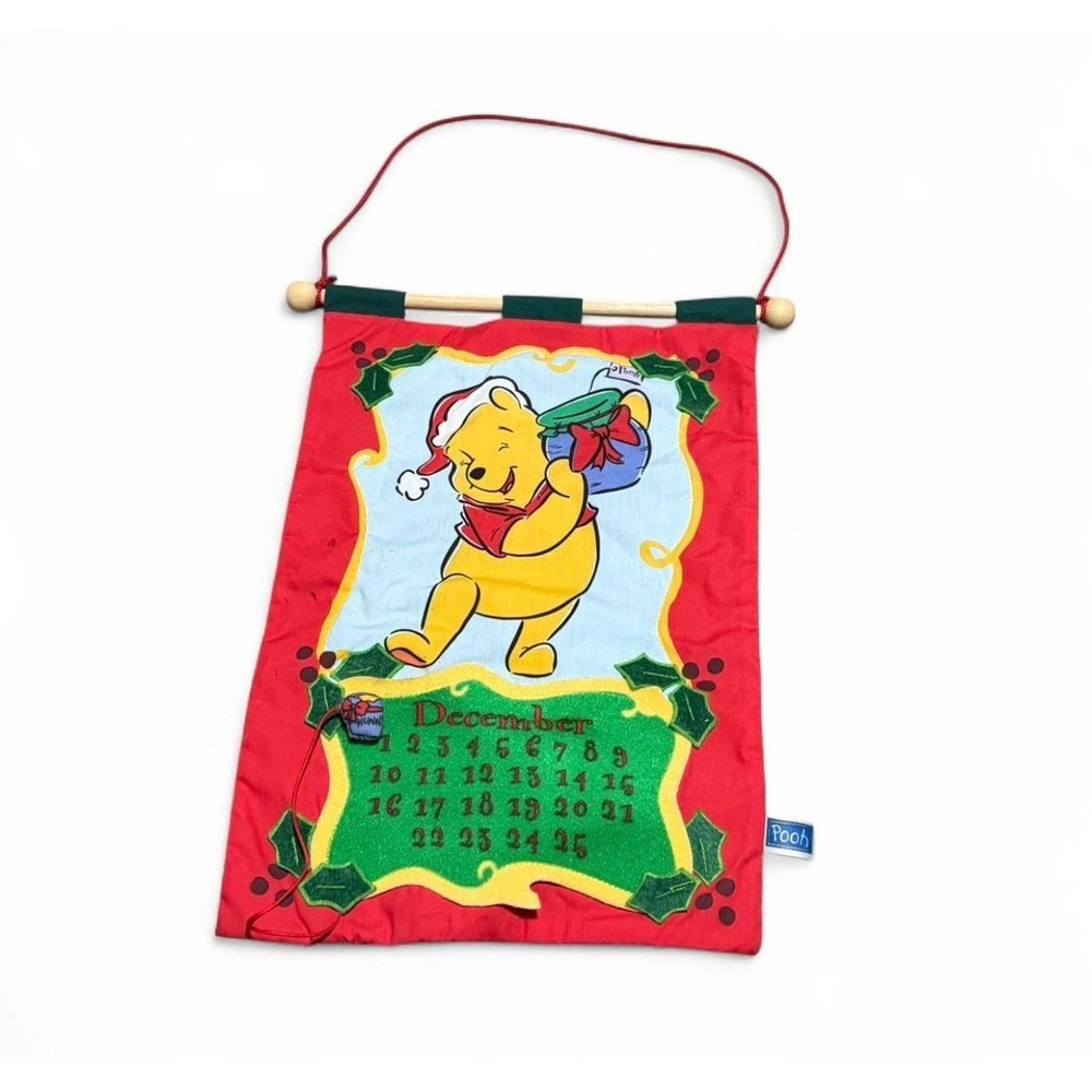 Disney Winnie the Pooh Christmas Advent Calendar Wall Hanging Vintage Holiday